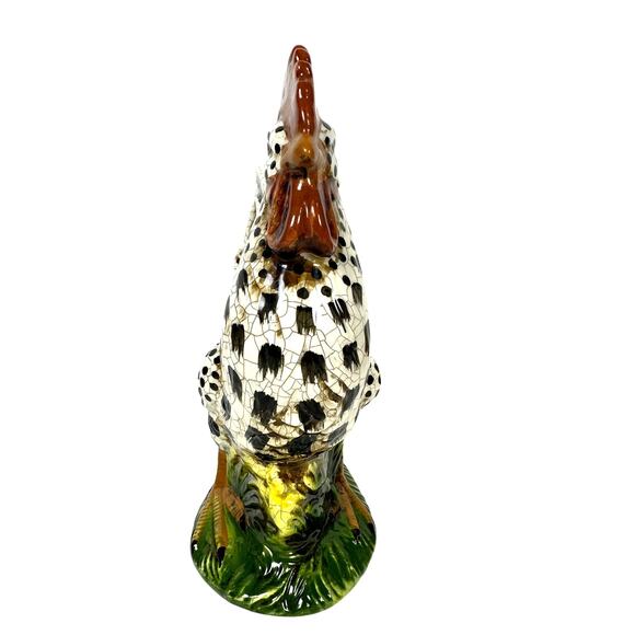 Apropos Large Ceramic Crackle Glaze Spotted Rooster 12.25" Figurine-Excellent! - Picture 3 of 7